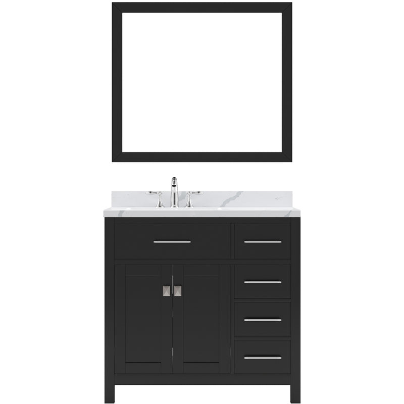 Modern Fittings Caroline Parkway 36" Single Bath Oval Vanity with Calacatta Quartz Top and Round Sink Faucet