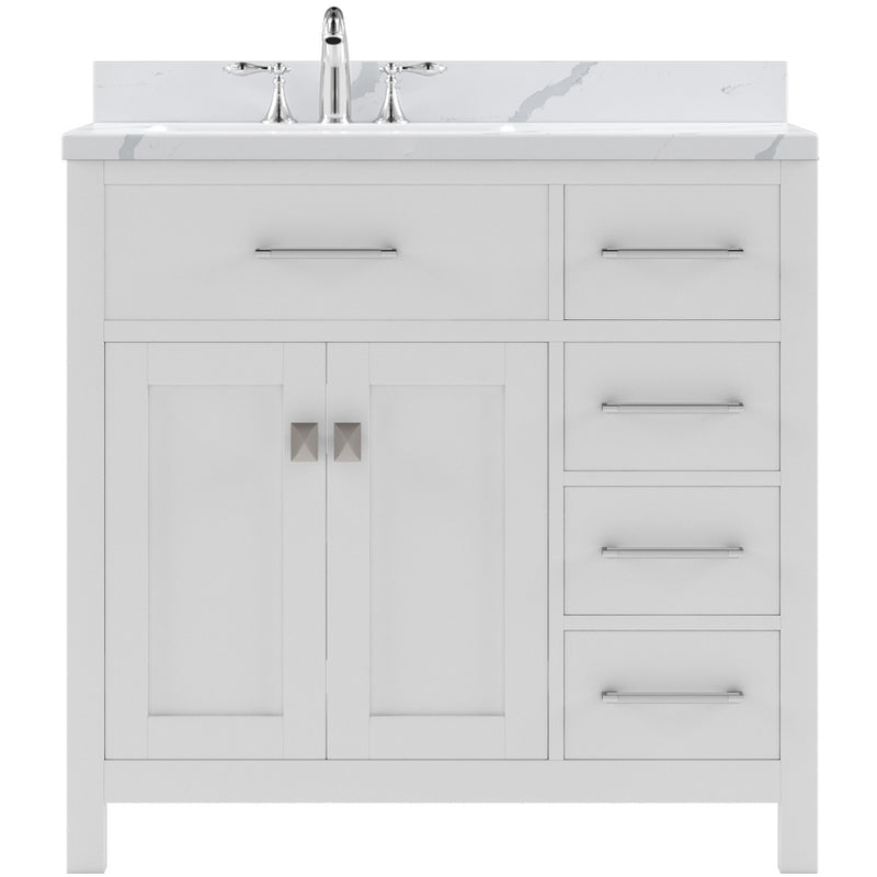 Modern Fittings Caroline Parkway 36" Single Bath Oval Vanity with Calacatta Quartz Top and Round Sink