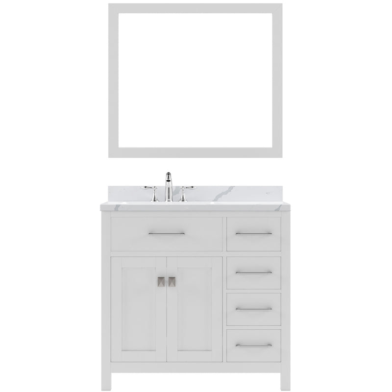 Modern Fittings Caroline Parkway 36" Single Bath Oval Vanity with Calacatta Quartz Top and Round Sink Faucet