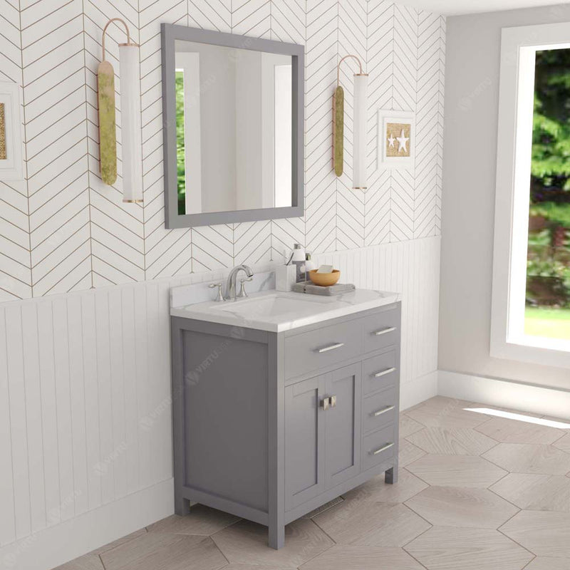 Modern Fittings Caroline Parkway 36" Single Bath Rectangular Vanity with Calacatta Quartz Top and Square Sink