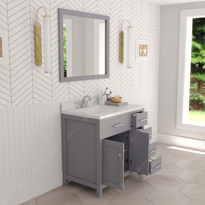 Modern Fittings Caroline Parkway 36" Single Bath Rectangular Vanity with Calacatta Quartz Top and Square Sink