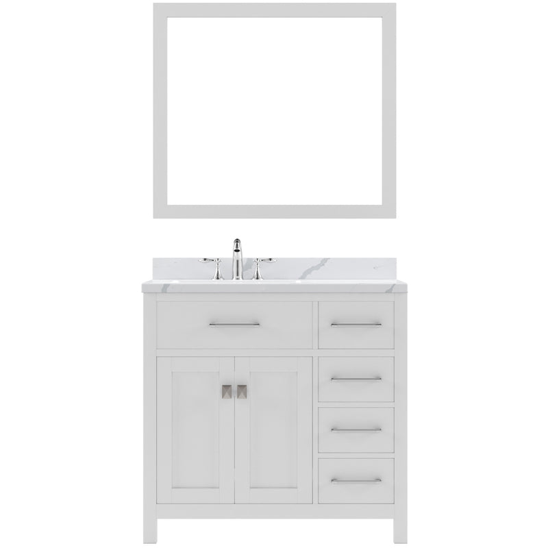 Modern Fittings Caroline Parkway 36" Single Bath Rectangular Vanity with Calacatta Quartz Top and Square Sink Faucet