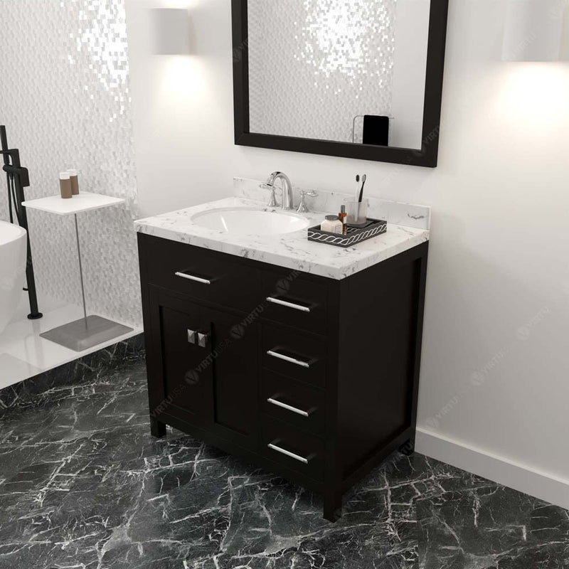 Modern Fittings Caroline Parkway 36" Single Bath Vanity with Cultured Marble Quartz Top and Round Sinks