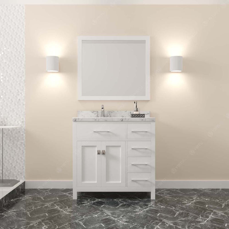 Modern Fittings Caroline Parkway 36" Single Bath Vanity with Cultured Marble Quartz Top and Round Sinks Faucet