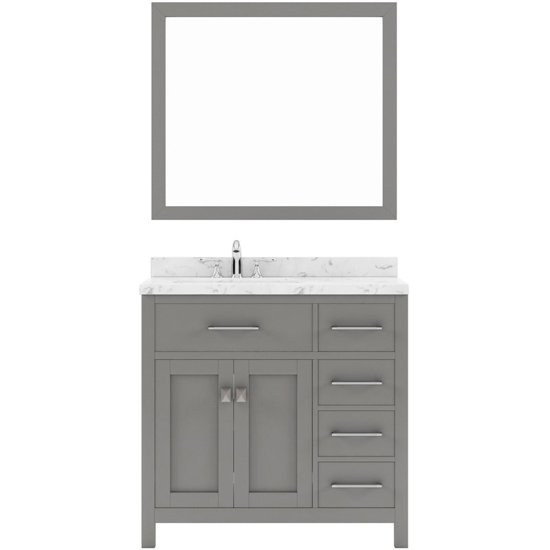 Modern Fittings Caroline Parkway 36" Single Bath Vanity with Cultured Marble Quartz Top and Square Sinks