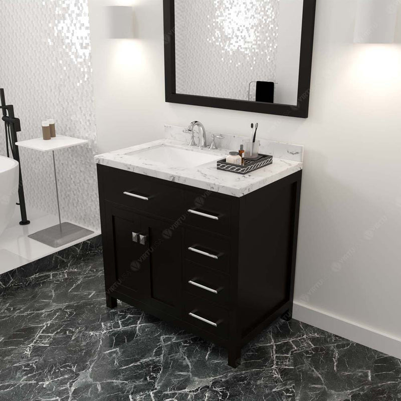 Modern Fittings Caroline Parkway 36" Single Bath Vanity with Cultured Marble Quartz Top and Square Sinks