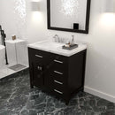 Modern Fittings Caroline Parkway 36" Single Bath Vanity with Cultured Marble Quartz Top and Square Sinks Faucet