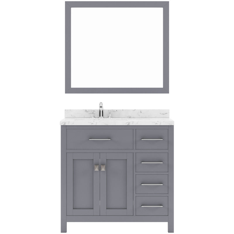 Modern Fittings Caroline Parkway 36" Single Bath Vanity with Cultured Marble Quartz Top and Square Sinks Faucet