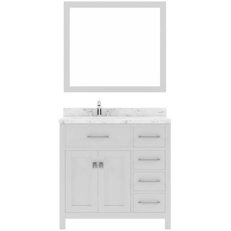 Modern Fittings Caroline Parkway 36" Single Bath Vanity with Cultured Marble Quartz Top and Square Sinks Faucet