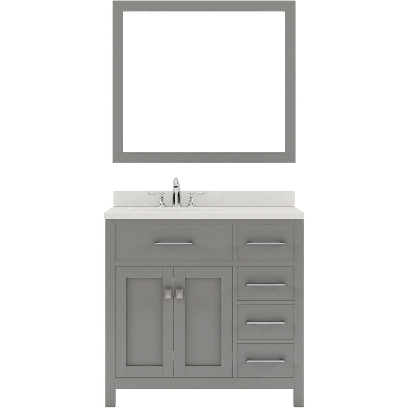 Modern Fitings Caroline Parkway 36" Single Bath Oval Vanity with Quartz Top and Round Sink Faucet