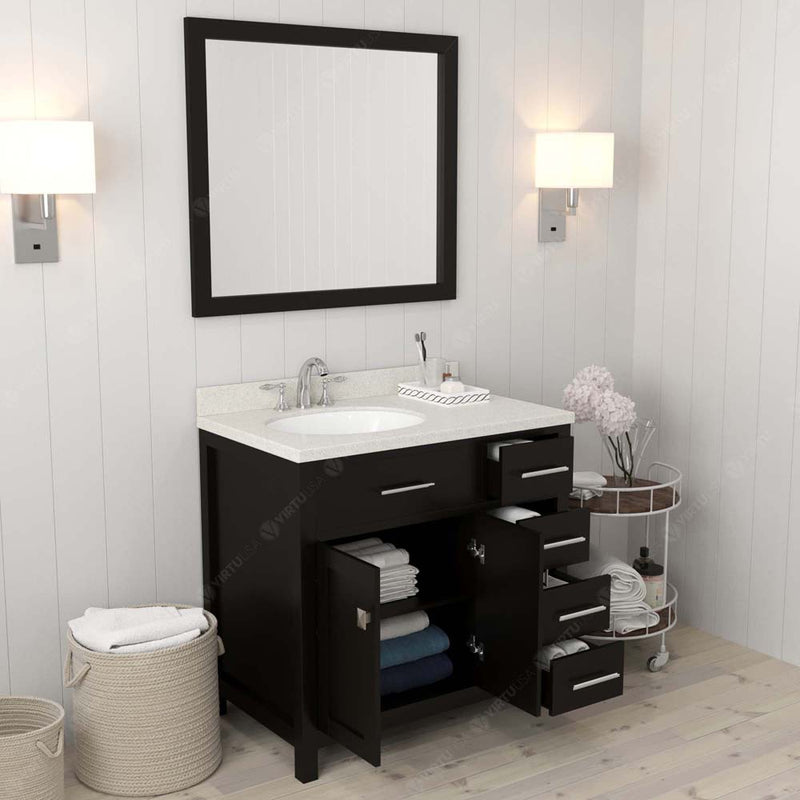 Modern Fitings Caroline Parkway 36" Single Bath Oval Vanity with Quartz Top and Round Sink