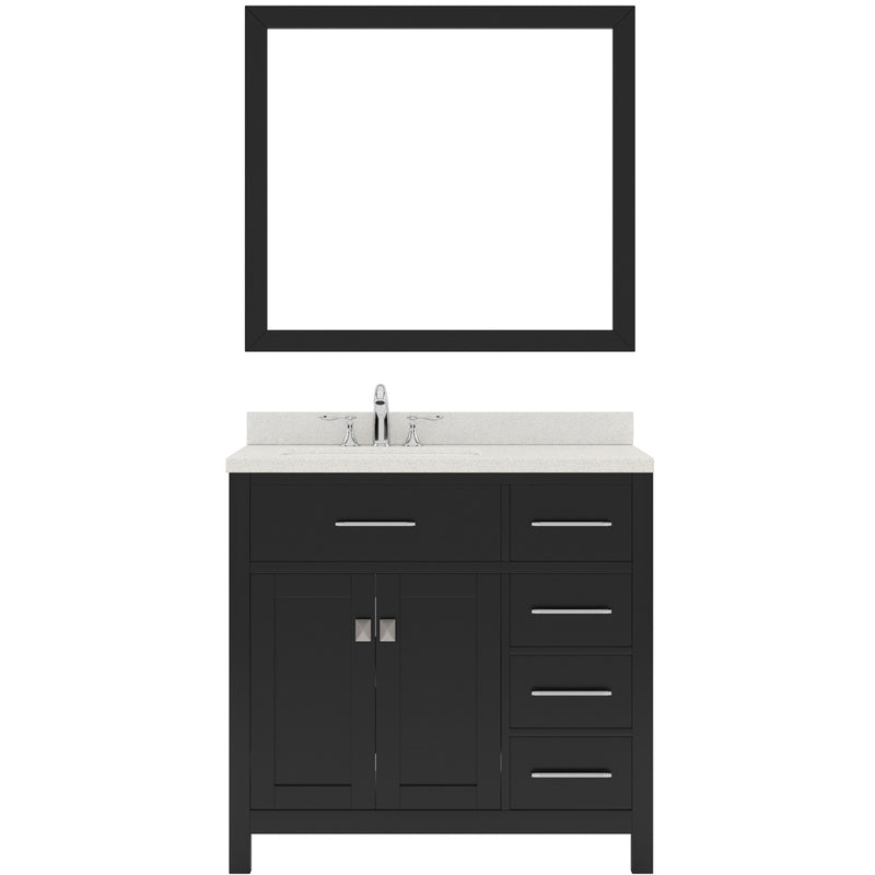 Modern Fitings Caroline Parkway 36" Single Bath Oval Vanity with Quartz Top and Round Sink Faucet