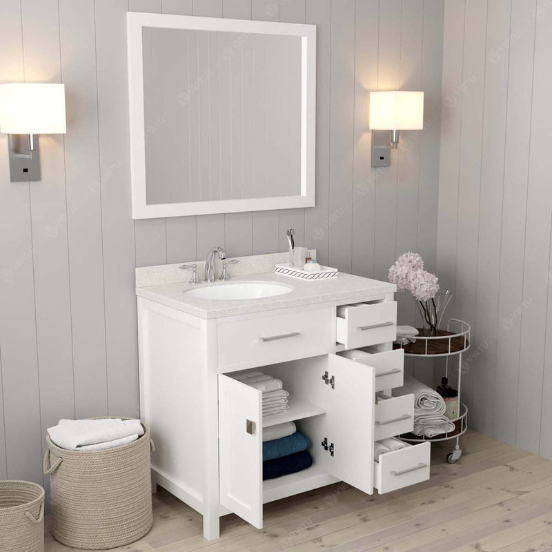 Modern Fitings Caroline Parkway 36" Single Bath Oval Vanity with Quartz Top and Round Sink