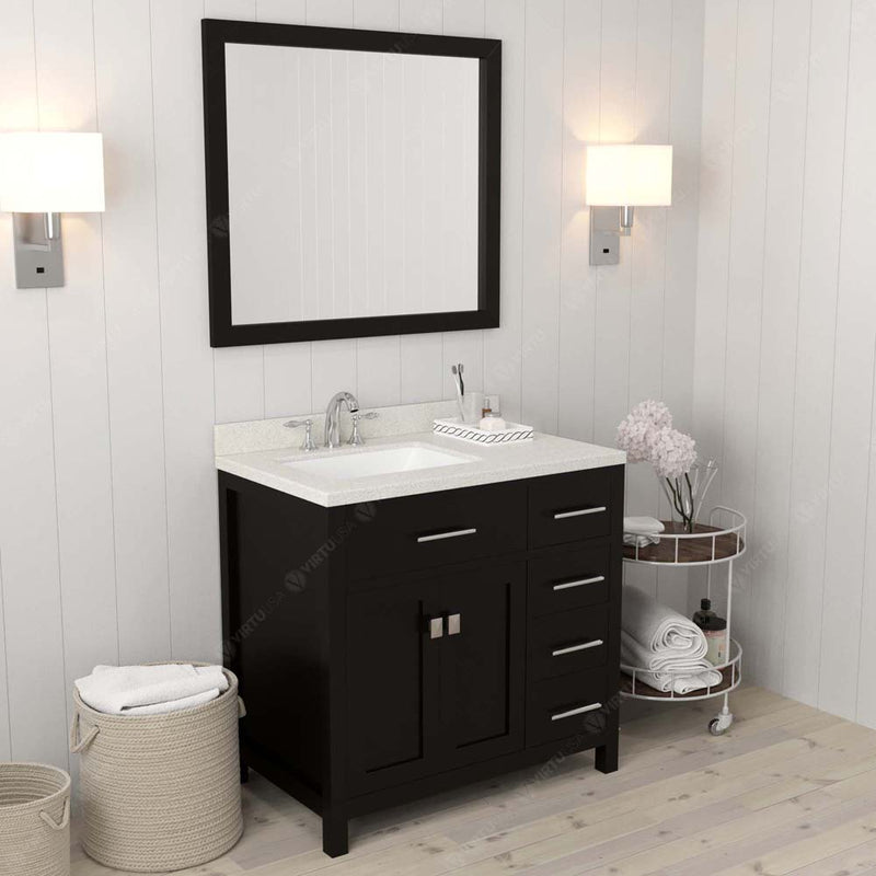 Modern Fittings Caroline Parkway 36" Single Bath Rectangular Vanity with Quartz Top and Square Sink Faucet