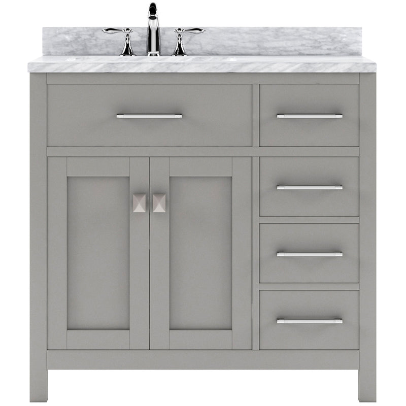 Modern Fittings Caroline Parkway 36" Single Bath Oval Vanity with Marble Top and Round Sink