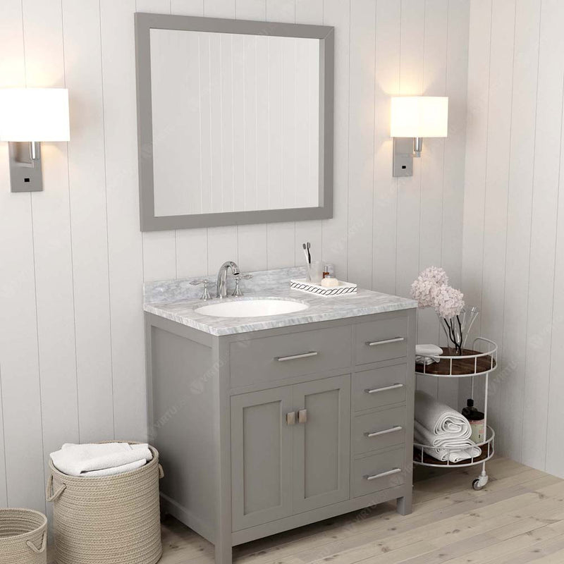 Modern Fittings Caroline Parkway 36" Single Bath Oval Vanity with Marble Top and Round Sink