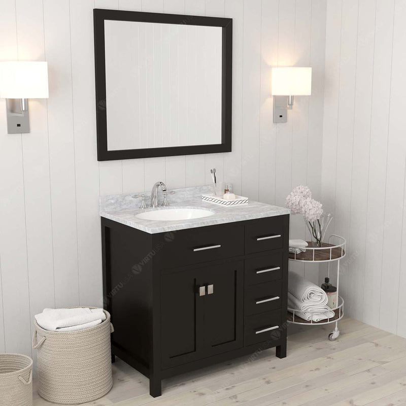 Modern Fittings Caroline Parkway 36" Single Bath Oval Vanity with Marble Top and Round Sink Faucet