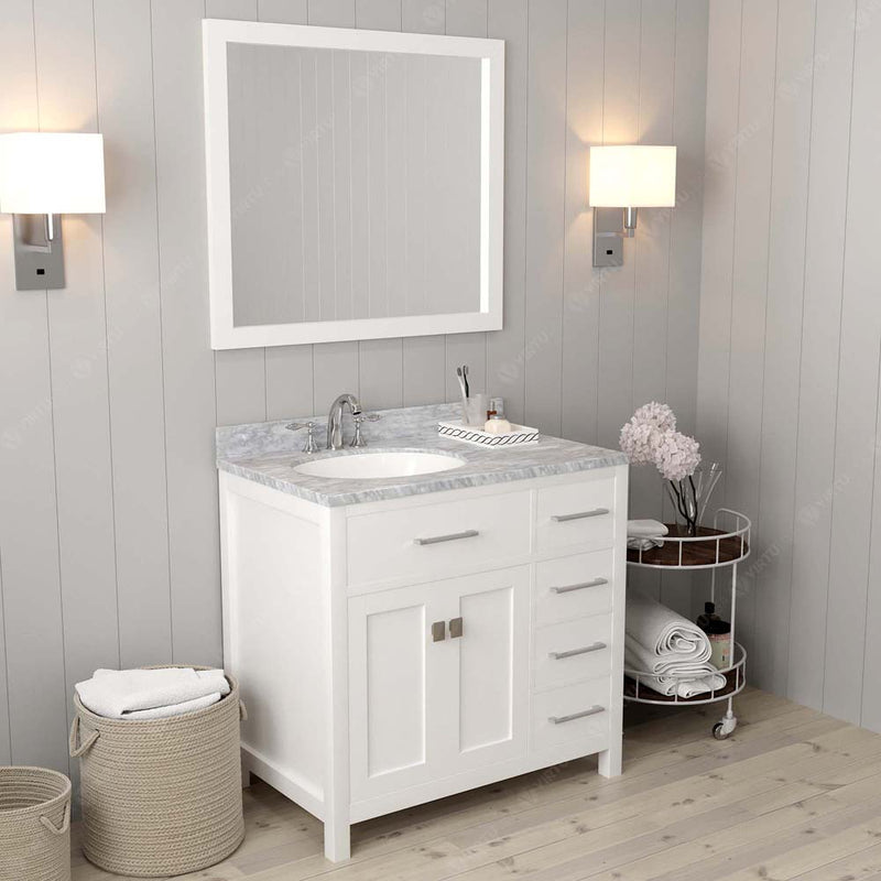 Modern Fittings Caroline Parkway 36" Single Bath Oval Vanity with Marble Top and Round Sink Faucet