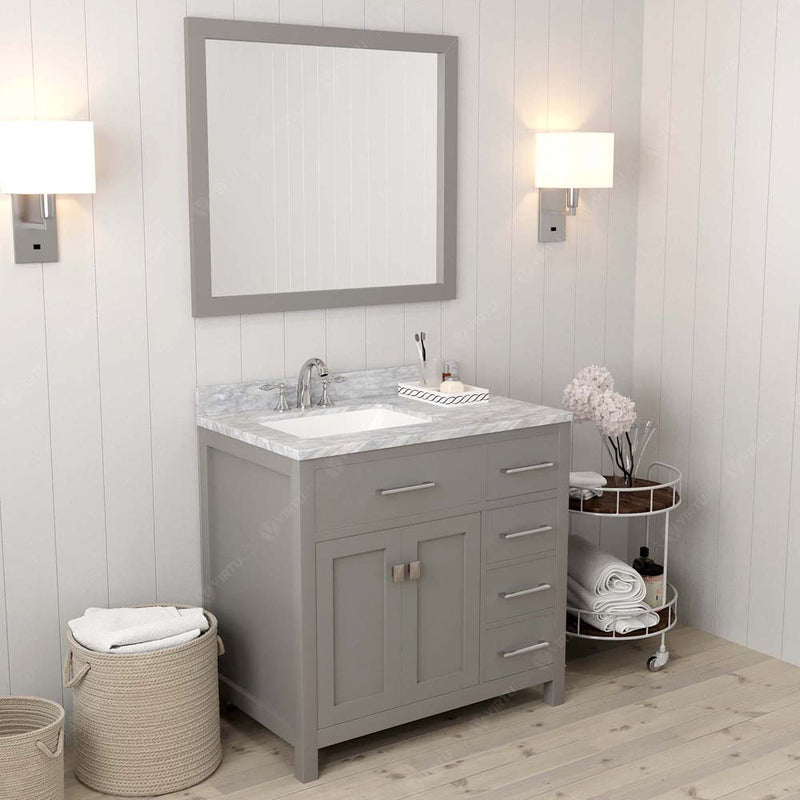 Modern Fittings Caroline Parkway 36" Single Bath Rectangular Vanity with Marble Top and Square Sink Faucet