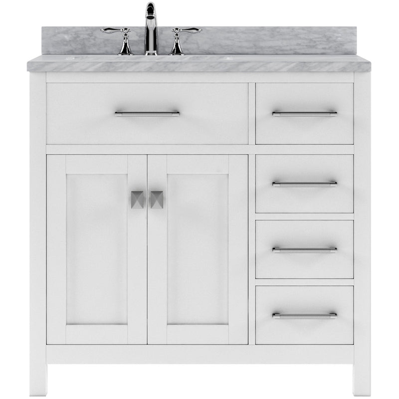 Modern Fittings Caroline Parkway 36" Single Bath Rectangular Vanity with Marble Top and Square Sink