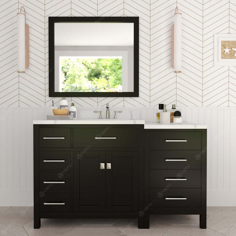 Modern Fittings Caroline Parkway 57" Single Bath Vanity with Calacatta Quartz Top and Round Sink Faucet