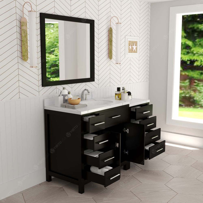 Modern Fittings Caroline Parkway 57" Single Bath Vanity with Calacatta Quartz Top and Round Sink