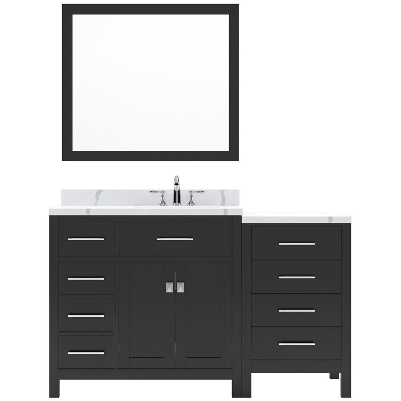 Modern Fittings Caroline Parkway 57" Single Bath Vanity with Calacatta Quartz Top and Round Sink Faucet