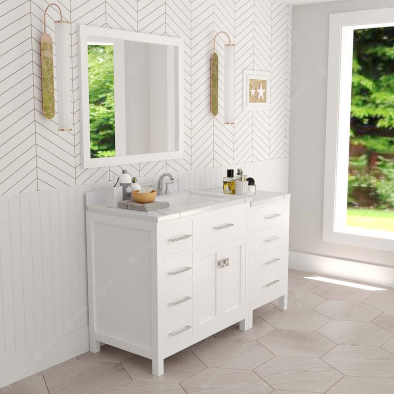 Modern Fittings Caroline Parkway 57" Single Bath Vanity with Calacatta Quartz Top and Square Sink Faucet