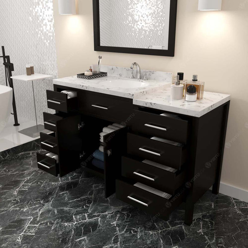 Modern Fittings Caroline Parkway 57" Single Bath Vanity with Cultured Marble Quartz Top and Round Sink Faucet