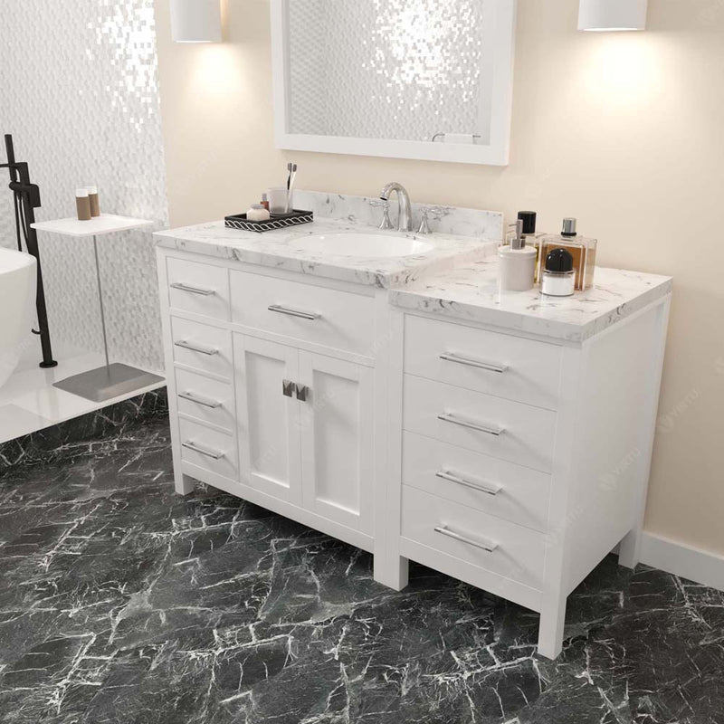 Modern Fittings Caroline Parkway 57" Single Bath Vanity with Cultured Marble Quartz Top and Round Sink Faucet