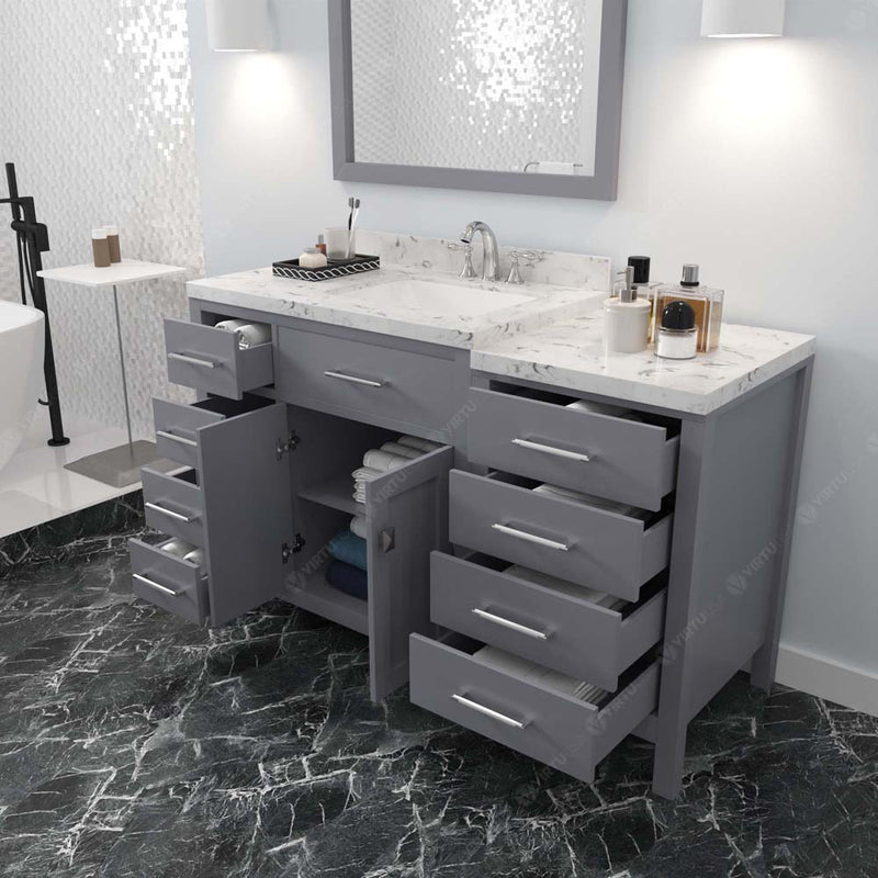 Modern Fittings Caroline Parkway 57" Single Bath Vanity with Cultured Marble Quartz Top and Square Sink Faucet