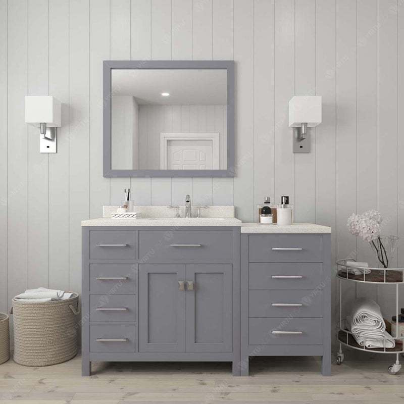 Modern Fittings Caroline Parkway 57" Single Bath Vanity with Quartz Top and Square Sink Faucet