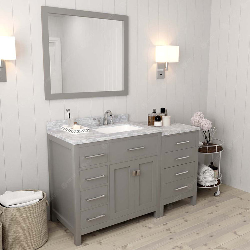 Modern Fittings Caroline Parkway 57" Single Bath Vanity with Marble Top and Square Sink Faucet