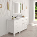 Modern Fittings Caroline Parkway 57" Single Bath Vanity with Calacatta Quartz Top and Round Sink with Faucet and Matching Mirror