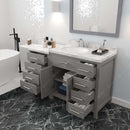 Modern Fittings Caroline Parkway 57" Single Bath Vanity with Cultured Marble Quartz Top and Round Sink with Faucet and Matching Mirror