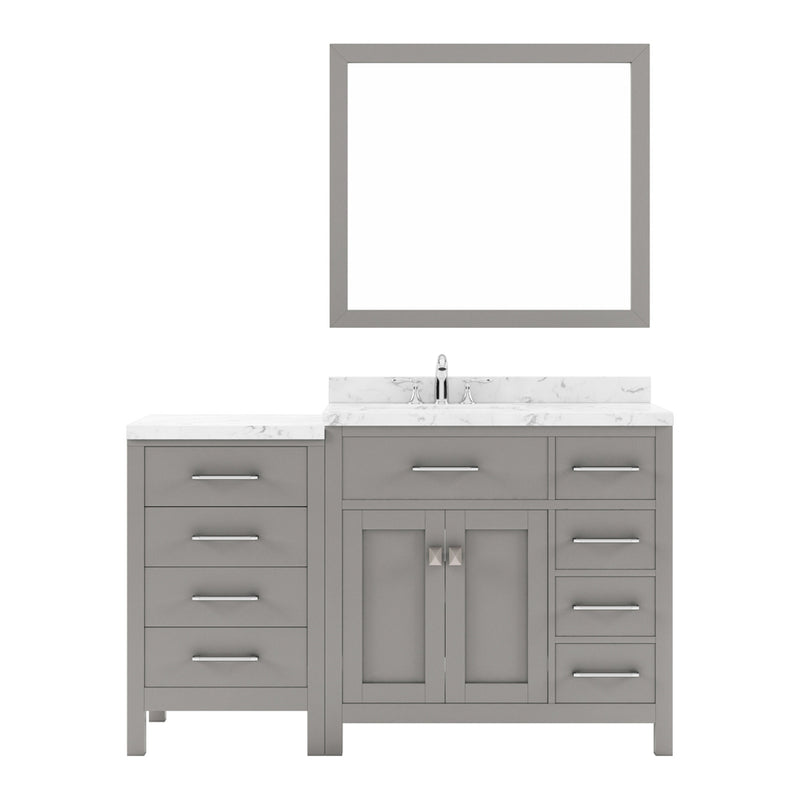 Modern Fittings Caroline Parkway 57" Single Bath Vanity with Cultured Marble Quartz Top and Square Sink with Faucet and Matching Mirror