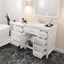 Modern Fittings Caroline Parkway 57" Single Bath Vanity with Cultured Marble Quartz Top and Square Sink with Faucet and Matching Mirror