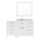 Modern Fittings Caroline Parkway 57" Single Bath Vanity with White Quartz Top and Square Sink with Faucet and Matching Mirror