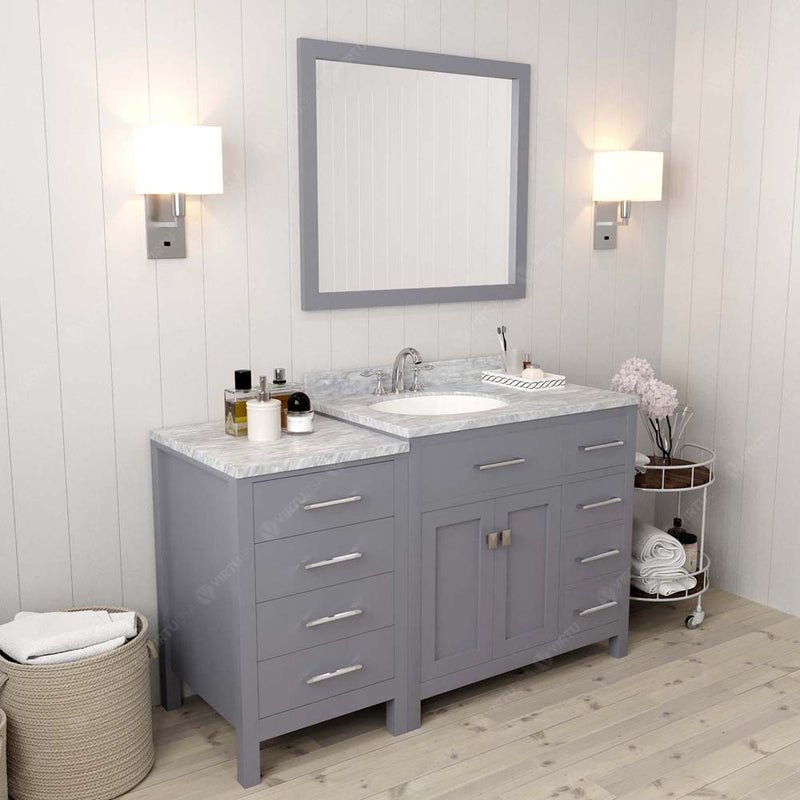 Modern Fittings Caroline Parkway 57" Single Bath Vanity with White Marble Top and Round Sink