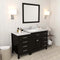 Modern Fittings Caroline Parkway 57" Single Bath Vanity with White Marble Top and Square Sink with Faucet and Matching Mirror