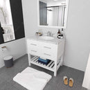 Modern Fittings Caroline Estate 36" Single Bath Vanity with Cultured Marble Quartz Top and Round Sink with Faucet and Matching Mirrors