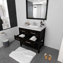 Modern Fittings Caroline Estate 36" Single Bath Vanity with Cultured Marble Quartz Top and Square Sink with Faucet and Matching Mirrors