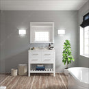 Modern Fittings Caroline Estate 36" Single Bath Vanity with White Quartz Top and Round Sink with Faucet and Matching Mirrors