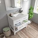 Modern Fittings Caroline Estate 36" Single Bath Vanity with White Quartz Top and Square Sink with Faucet and Matching Mirrors