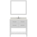 Modern Fittings Caroline Estate 36" Single Bath Vanity with White Quartz Top and Square Sink with Faucet and Matching Mirrors