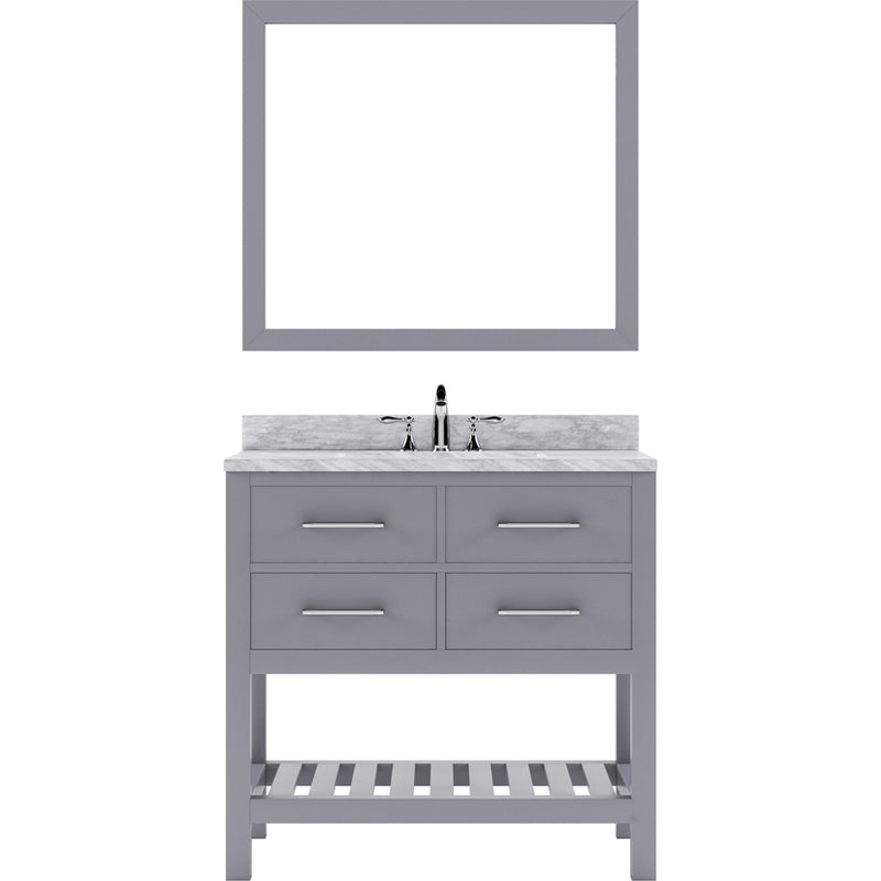 Modern Fittings Caroline Estate 36" Single Bath Vanity with White Marble Top and Round Sink