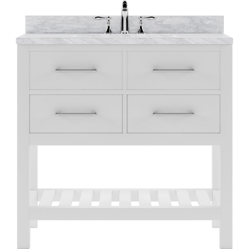 Modern Fittings Caroline Estate 36" Single Bath Vanity with White Marble Top and Round Sink