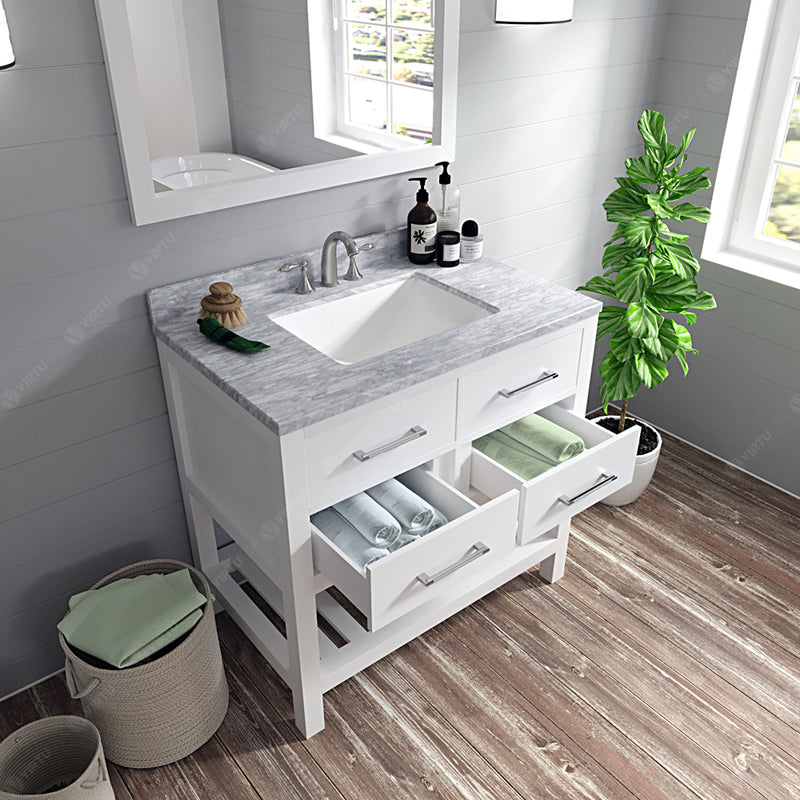 Modern Fittings Caroline Estate 36" Single Bath Vanity with White Marble Top and Square Sink