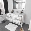 Modern Fittings Caroline Estate 48" Single Bath Vanity with Cultured Marble Quartz Top and Square Sink with Faucet and Matching Mirrors