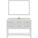 Modern Fittings Caroline Estate 48" Single Bath Vanity with White Quartz Top and Round Sink with Faucet and Matching Mirrors